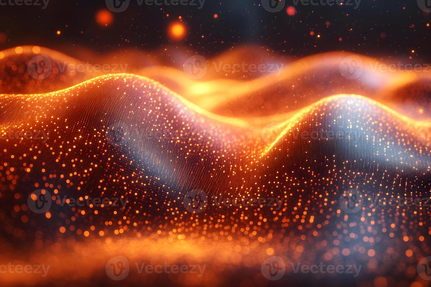 Glowing Particle Waves in Abstract Digital Landscape for Futuristic Design photo