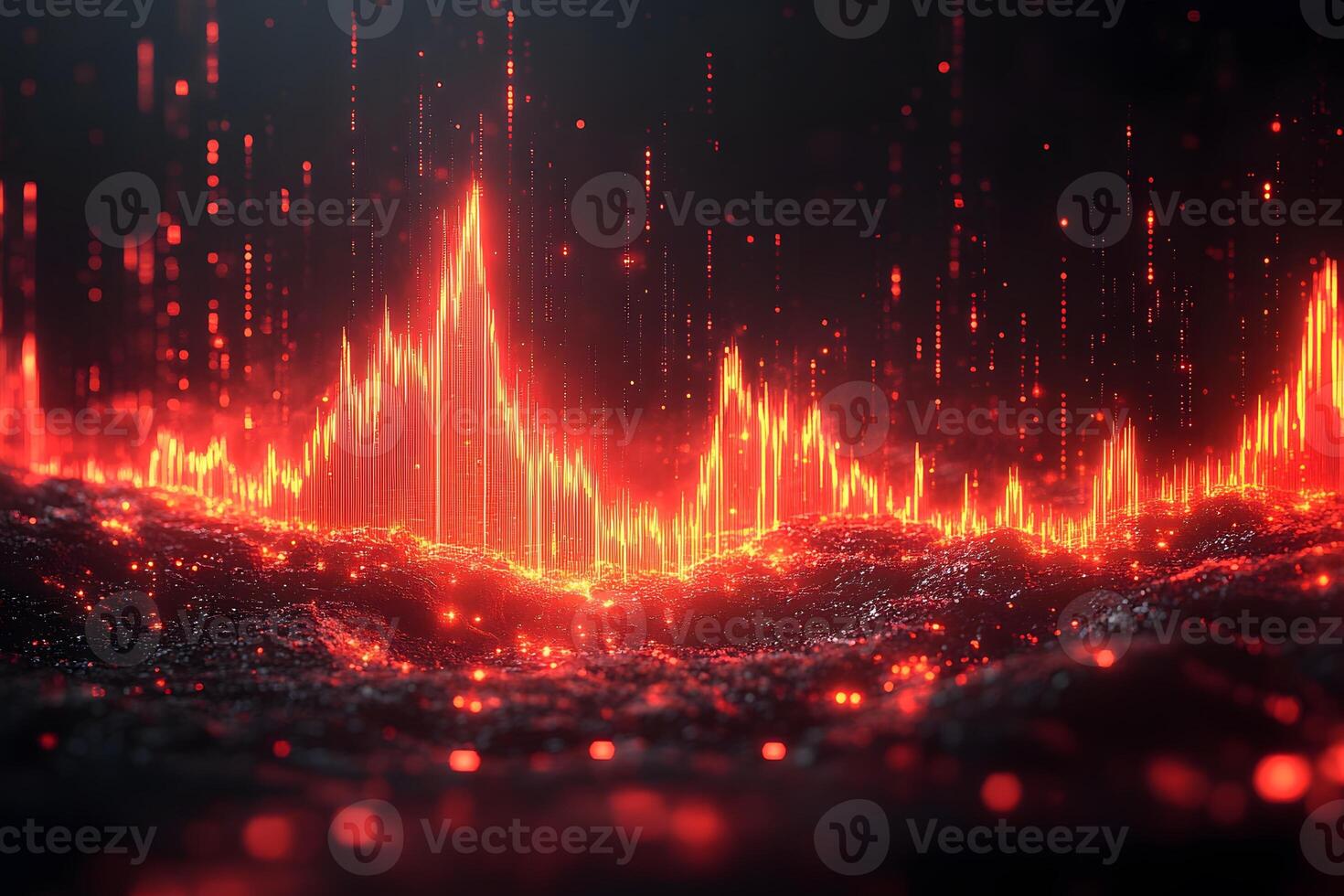 Abstract Digital Waveform with Vibrant Red Light Effects for Technology Design photo