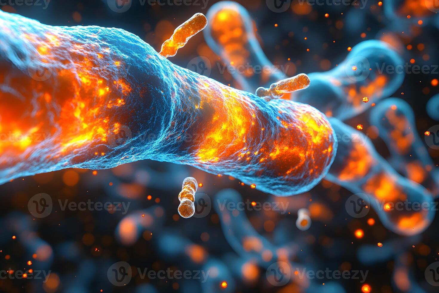 Intricate Microbial Lifeform Structure in Vivid Microscopic Detail for Scientific Study photo