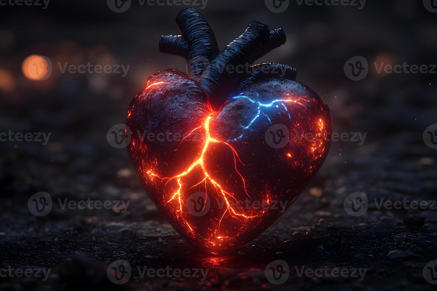 Fragile Heart Symbol with Molten Lava Texture - Emotions and Passion Concept for Digital Art photo