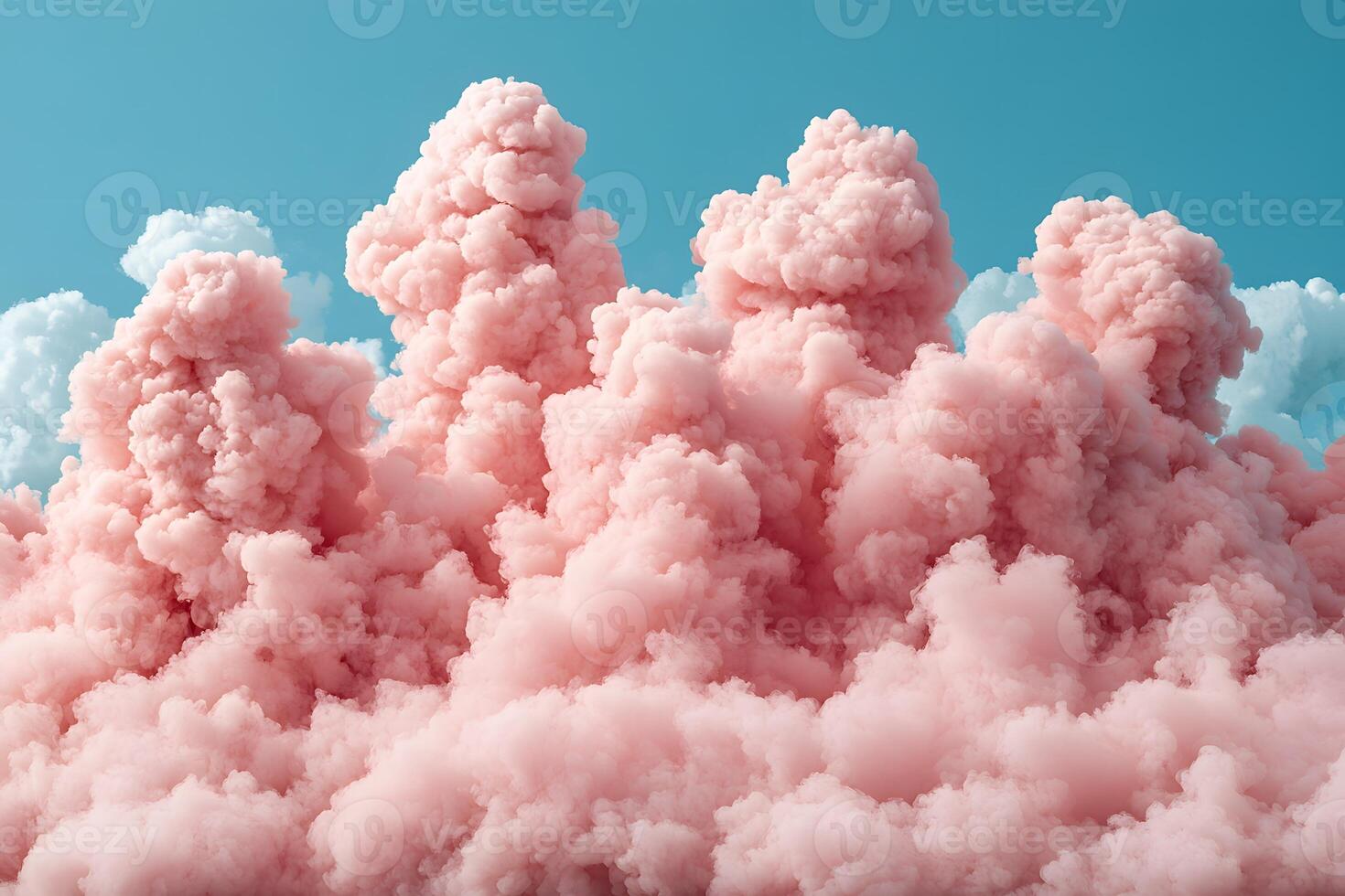 Surreal Pink Smoke Cloud Against a Blue Sky - Dreamy Abstract Design for Posters and Decor photo