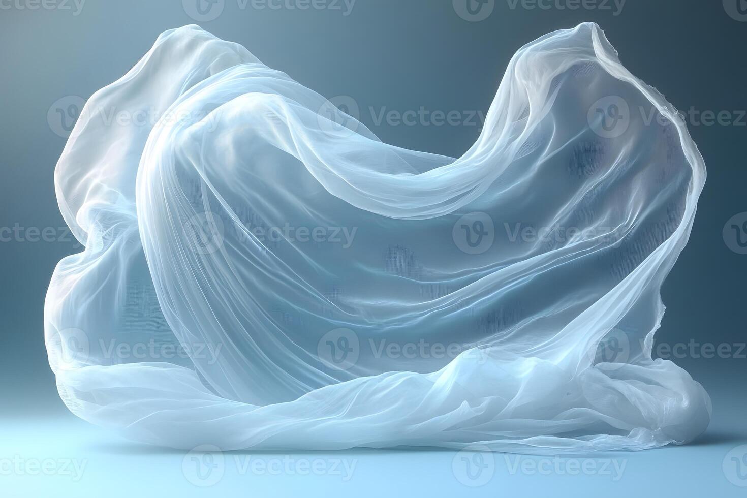 Ethereal White Fabric Flowing in Abstract Art Design for Creative Visuals photo
