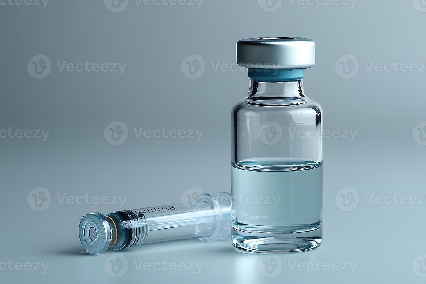 Medical Vaccine Vial and Syringe for Healthcare and Immunization Concepts photo