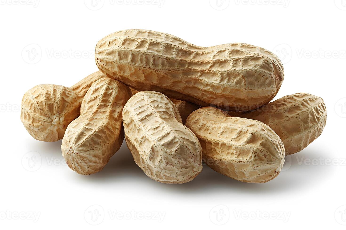 Natural Peanuts Piled on White Background for Food and Nutrition Design photo