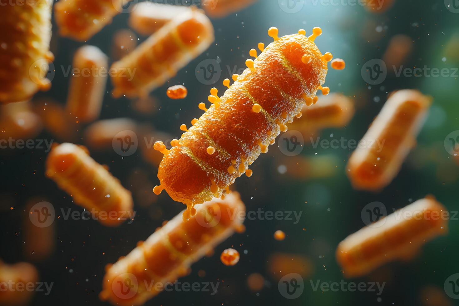 Microscopic View of Bacteria Cells in Motion for Science and Education photo