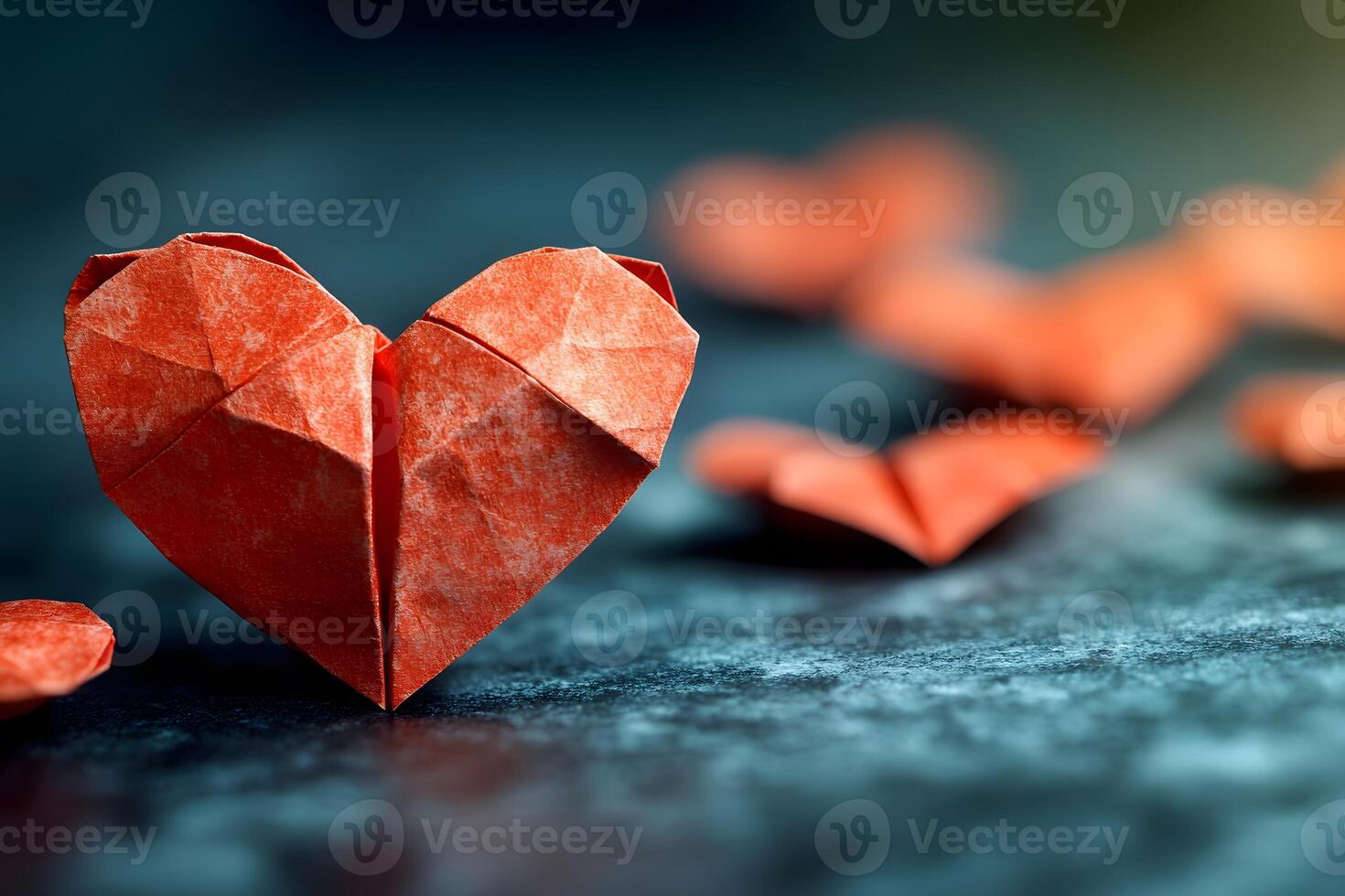 Origami Heart Art on Dark Surface for Valentine's Day and Romantic Designs photo