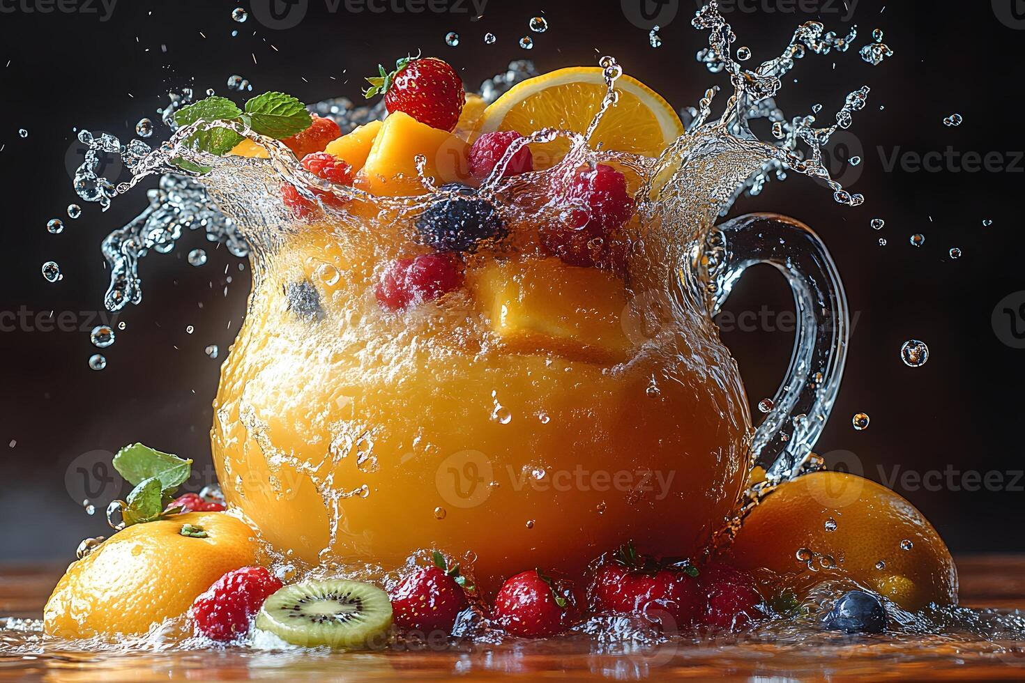 Refreshing Splash Vibrant Mixed Fruit Juice with Citrus and Berries for Summer photo