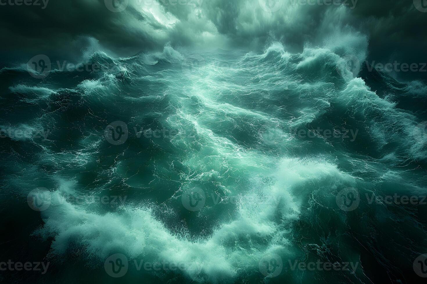 Dramatic Ocean Waves Under Stormy Sky for Powerful Nature Scene Design photo