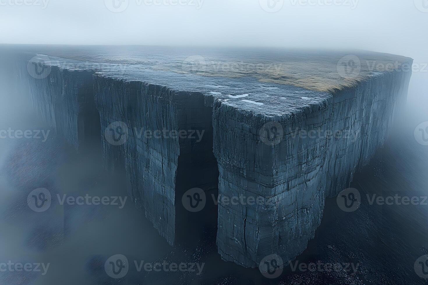 Mysterious Foggy Cliff Landscape for Nature and Adventure Themes photo