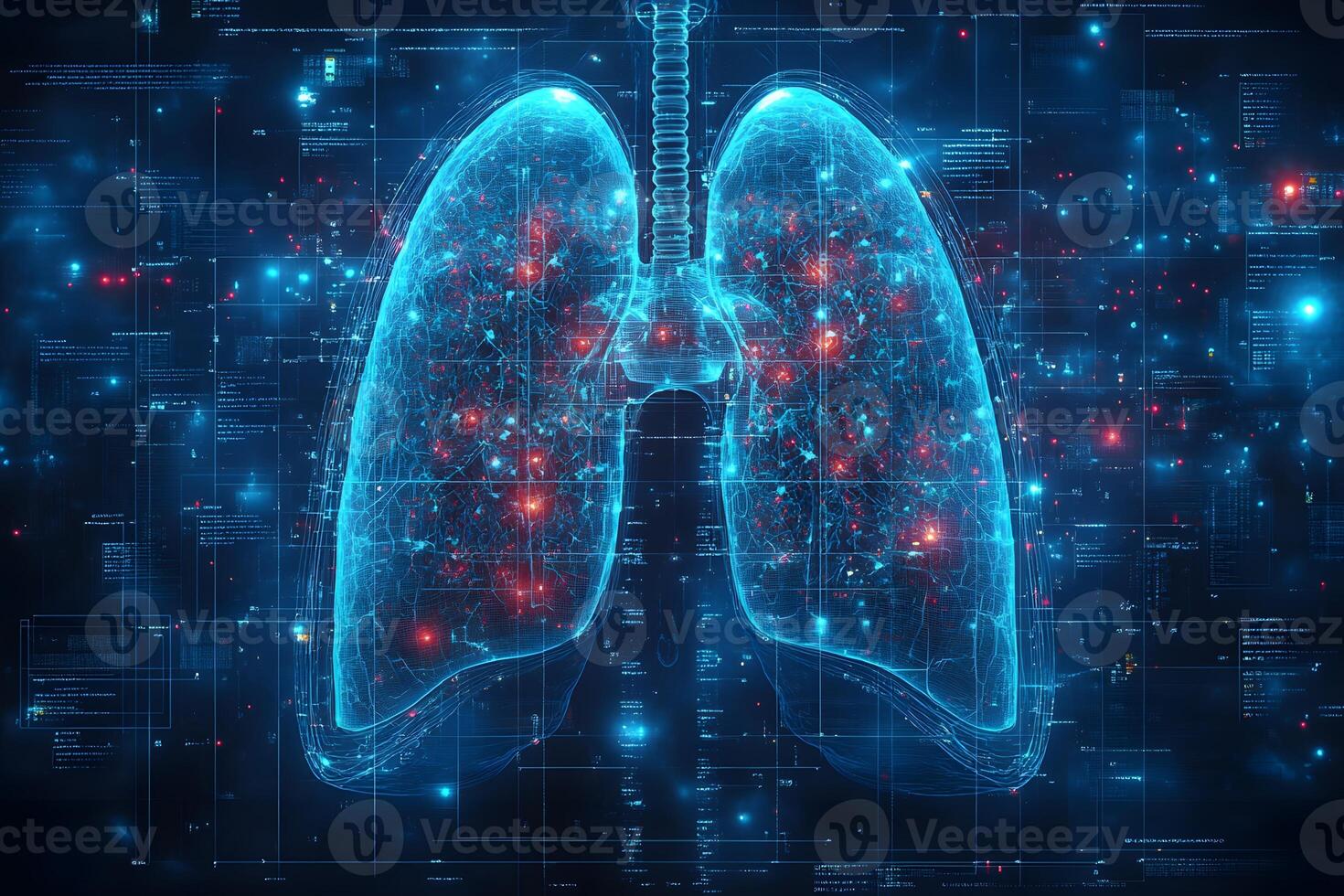 Futuristic Digital Representation of Human Lungs with Data Interface photo