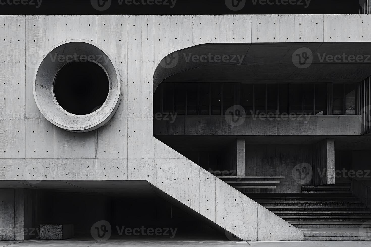 Modern Brutalism Architecture Minimalist Concrete Structure photo