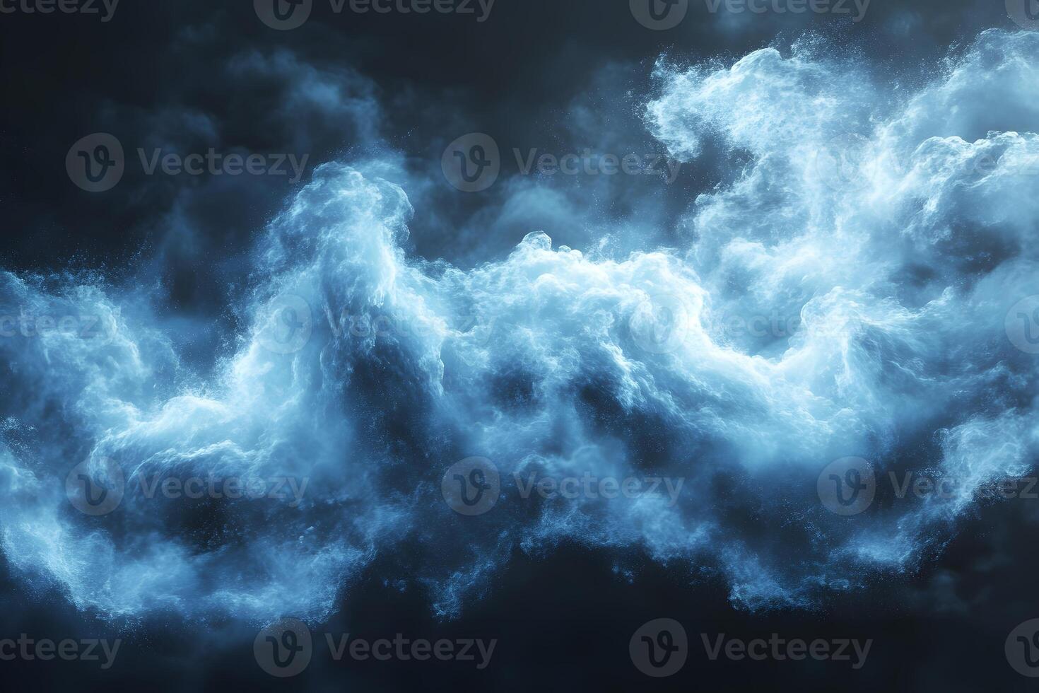 Abstract Blue Smoke Cloud Formation on Dark Background for Creative Design photo