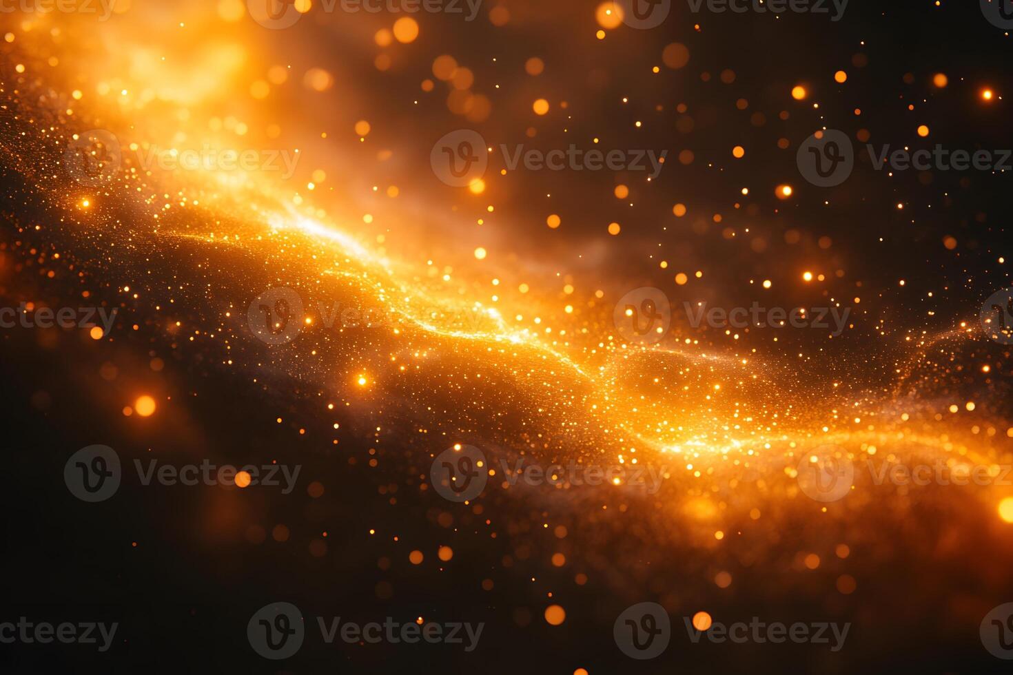 Radiant Cosmic Glow - Abstract Golden and Orange Particle Wave for Digital Design photo