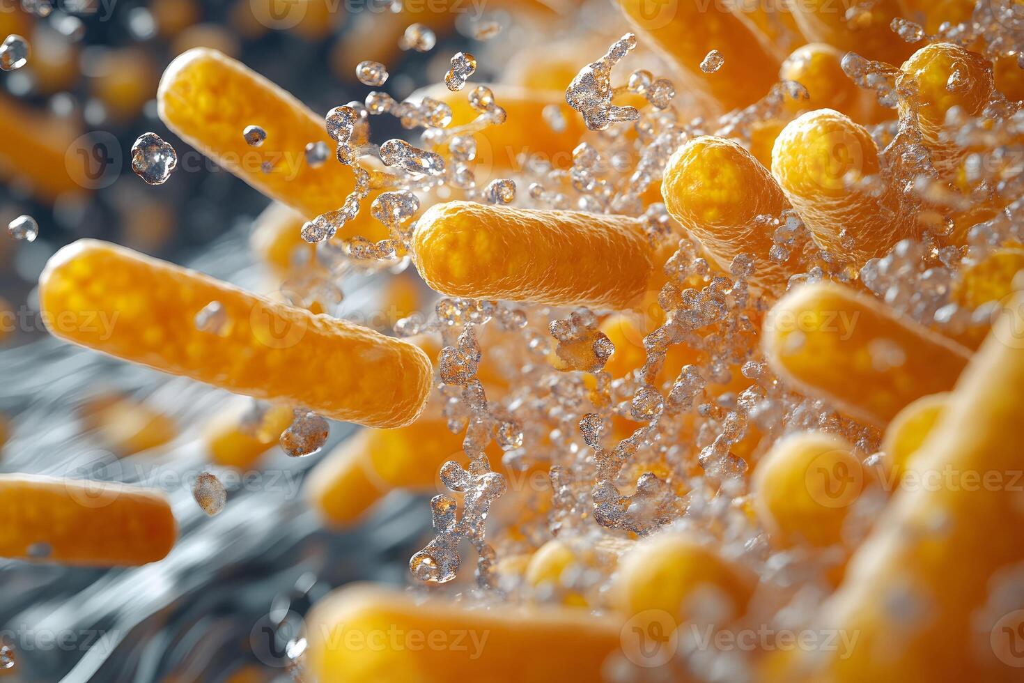 Abstract Scientific Visualization of Bacterial Cells with Splashes of Water photo