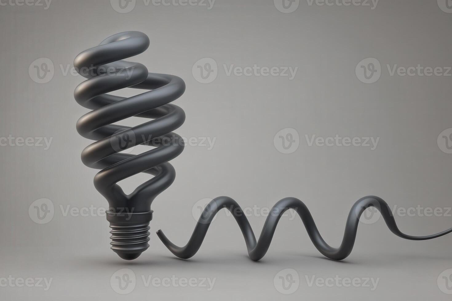 A distinctive spiral light bulb design showcases a sleek black finish, emphasizing modern aesthetics. The twisting shape and elongated cord add an artistic touch, suitable for contemporary interiors. photo