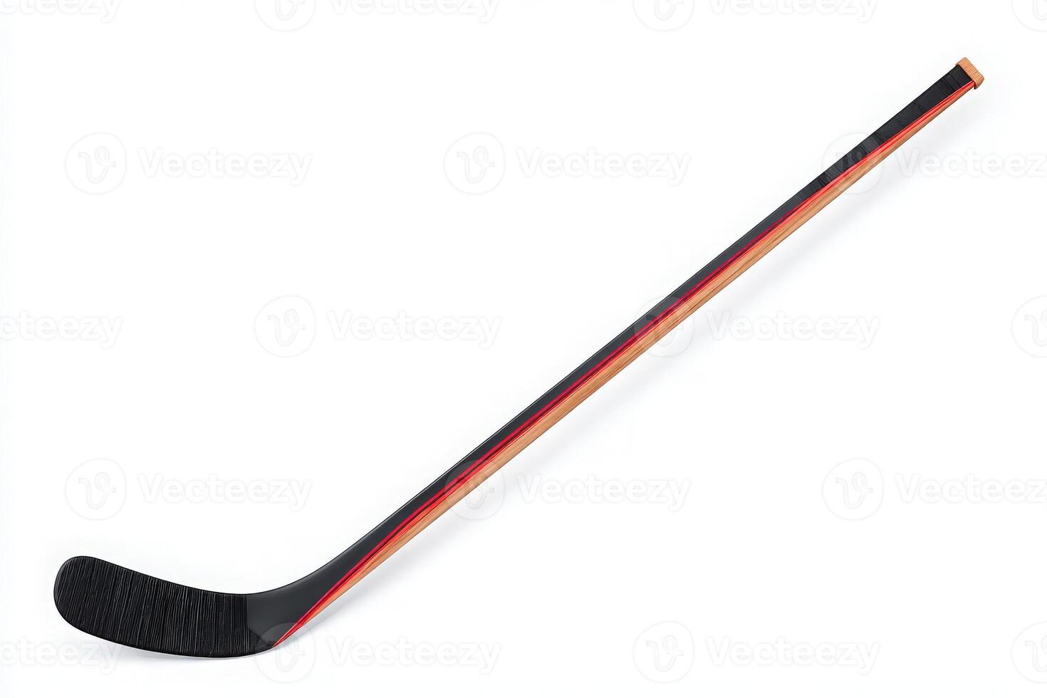 A sleek hockey stick rests horizontally, showcasing its slim design and striking color accents. Crafted for agility, it features a durable blade, ideal for competitive play on ice rinks. photo