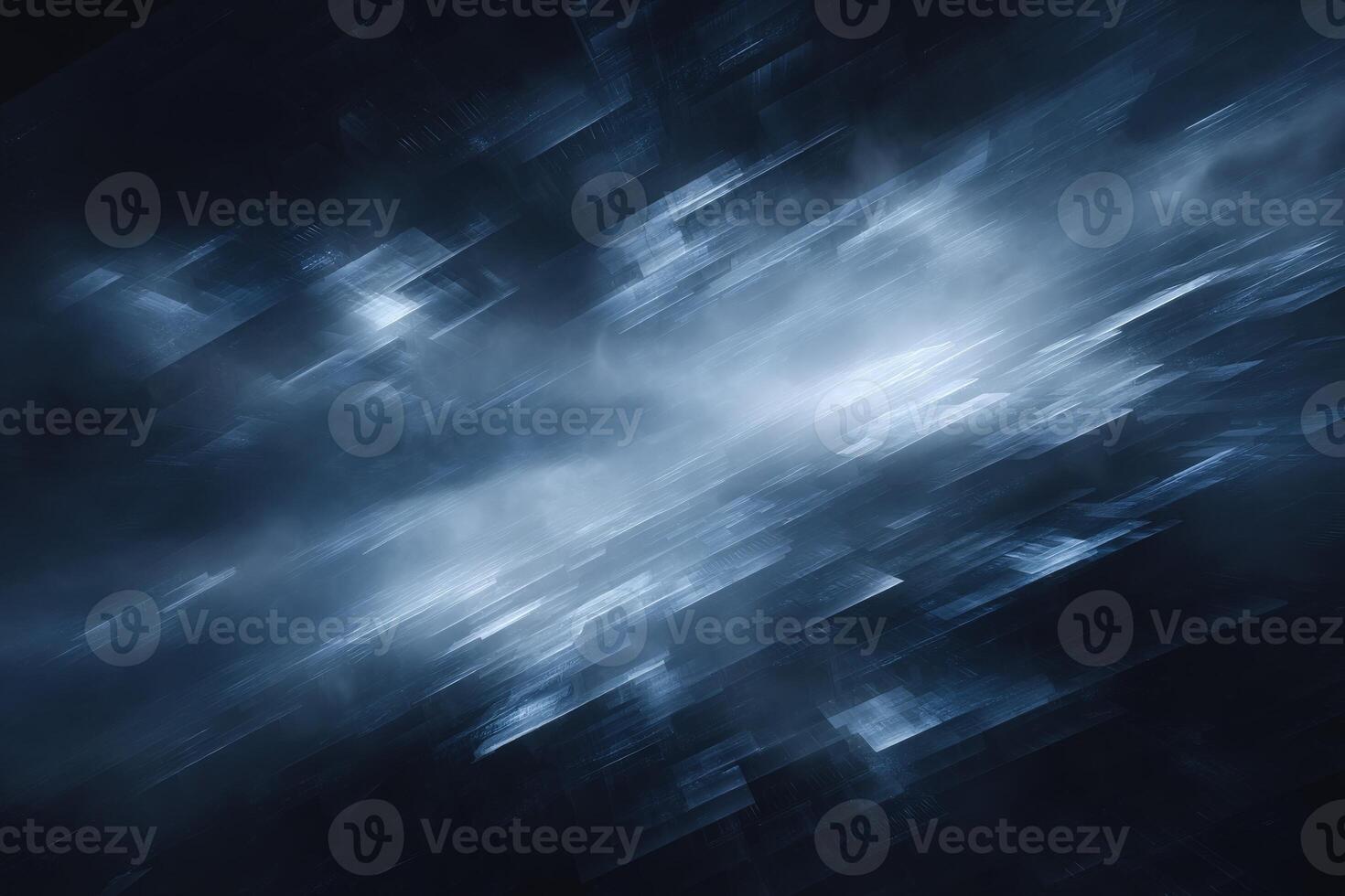 A blend of blue and gray hues creates an abstract visual experience. Light effects intermingle with darker textures, producing a sense of movement. This artwork evokes a feeling of depth and intrigue. photo