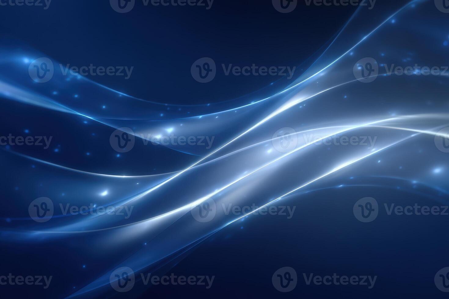 Delicate blue waves flow smoothly against a dark backdrop, creating a calming atmosphere. Soft lines and glimmers of light enhance the peaceful vibe, ideal for digital backgrounds. photo