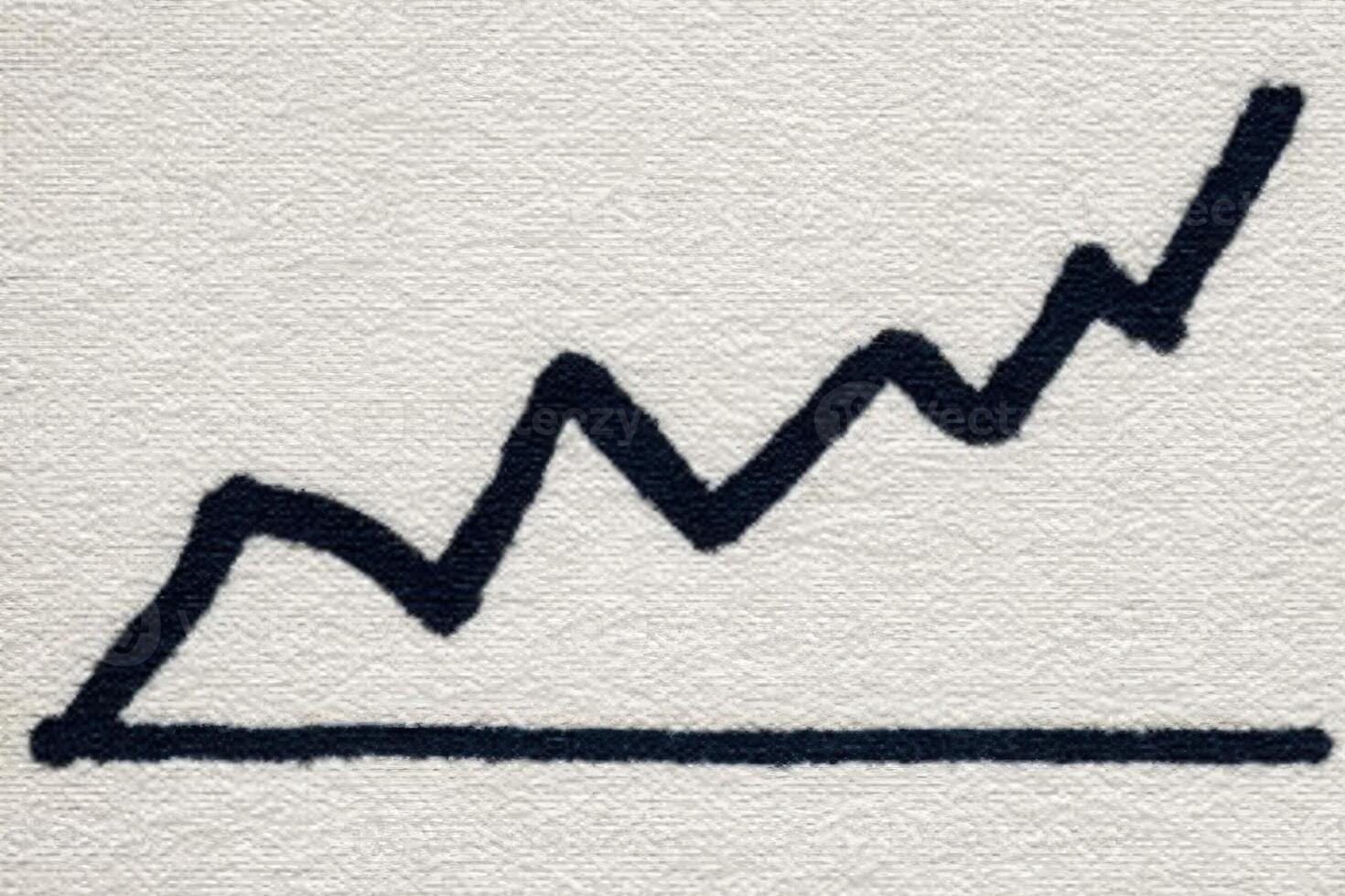 A black zigzag line rises sharply on a light background, representing increasing values over a period. This visual signifies growth and positive progress, capturing business success. photo