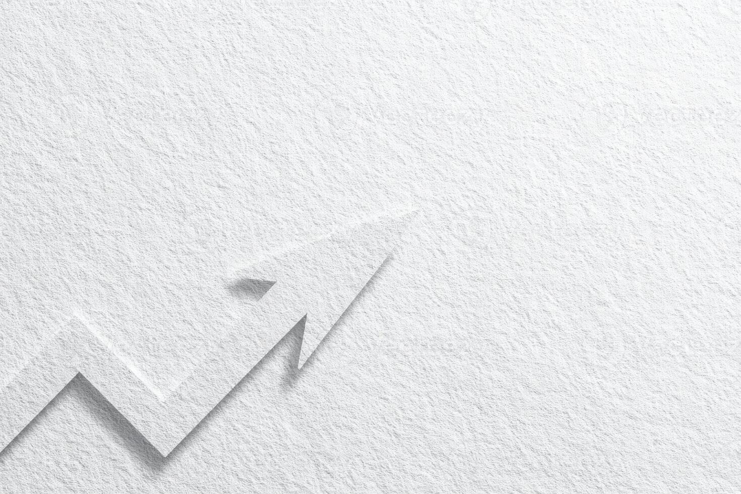 A simple upward arrow made of paper is shown against a textured white background. This design symbolizes growth, progress, and positive trends in business or finance, ideal for presentations. photo