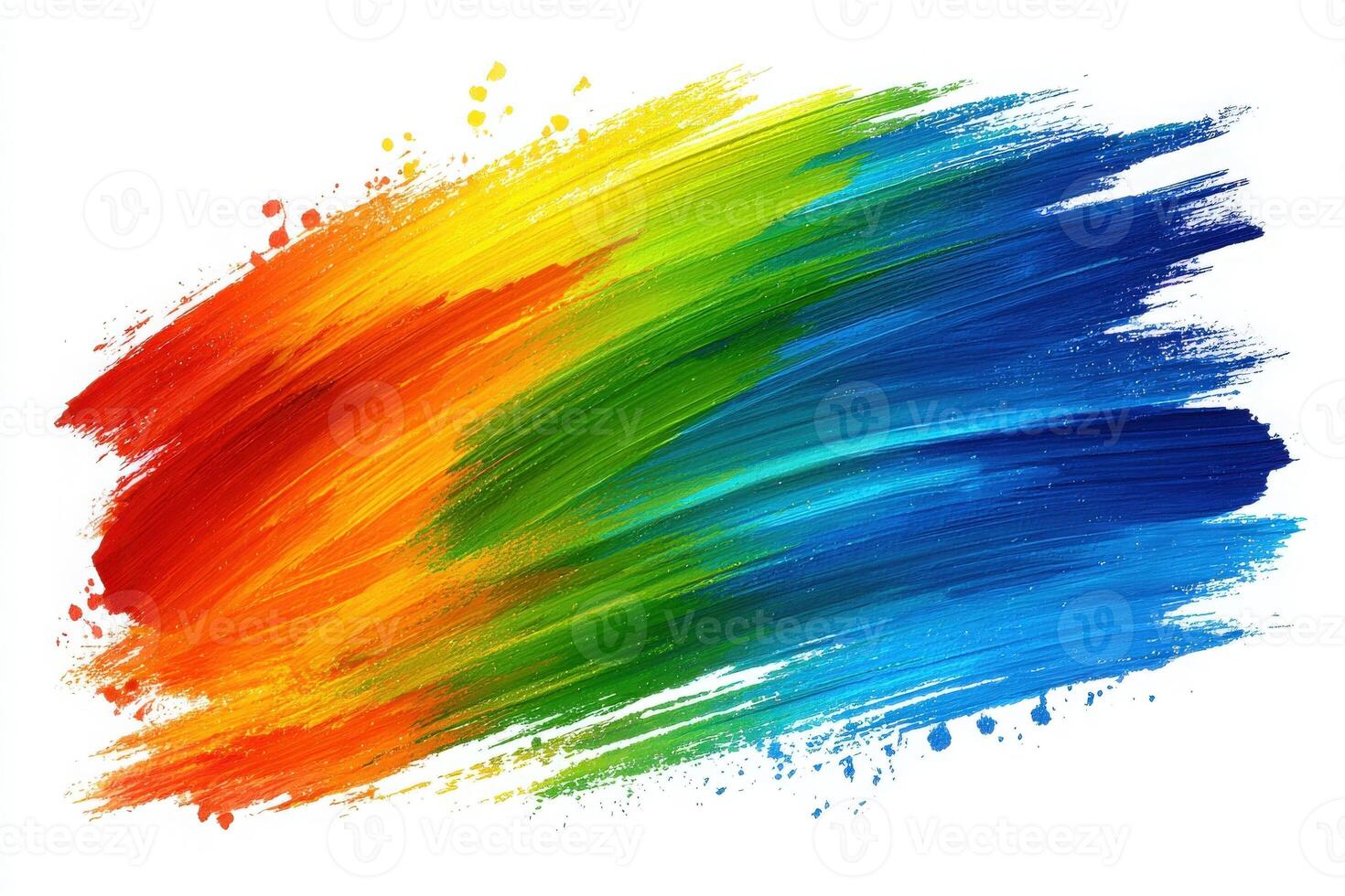 Bold strokes of orange, yellow, green, turquoise, and blue create an energetic color splash. The vivid palette combines warmth and coolness, making an eye-catching visual statement. photo