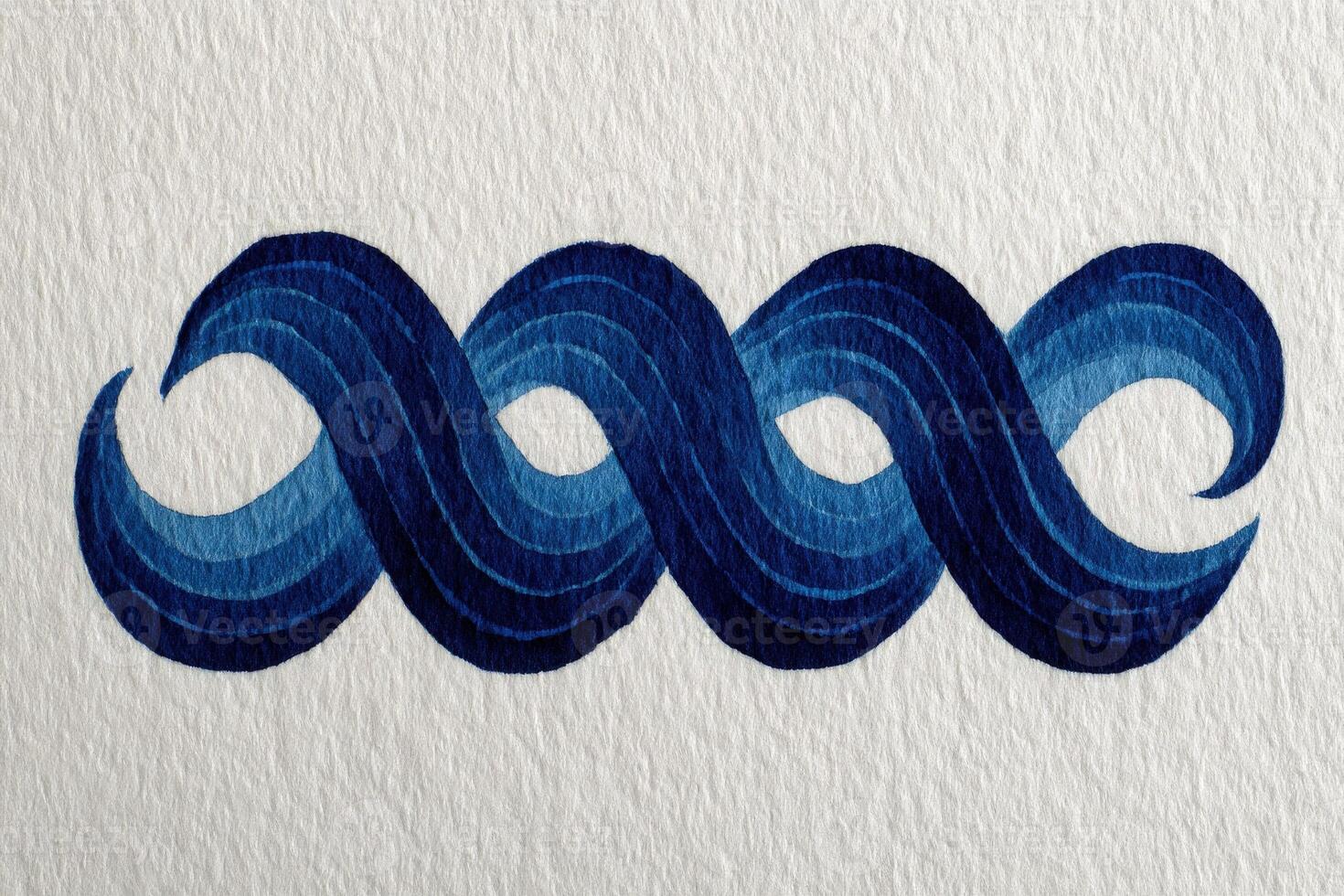 This artwork features a stylized wave pattern composed of various shades of blue. The fluid design showcases smooth curves and an artistic representation of water elements. photo