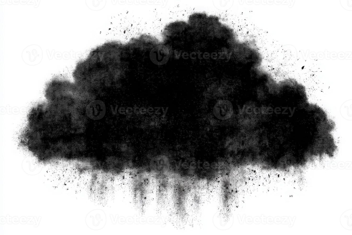 A dense dark cloud hovers ominously, suggesting an impending heavy rainstorm. The cloud appears textured and dramatic, evoking a sense of turbulence in the atmosphere. photo