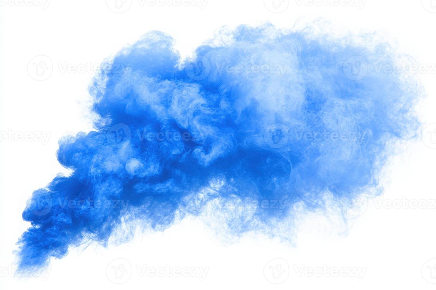 A large cloud of dense blue smoke billows upward, creating an impressive and striking visual. photo