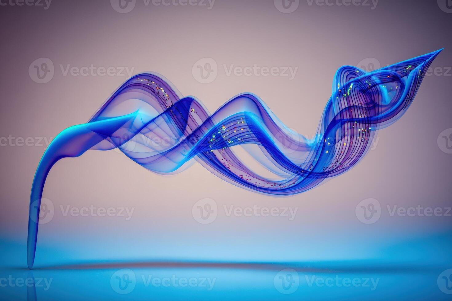 Ethereal blue and purple waves of light float upwards, creating a mesmerizing pattern against a soft gradient background. The design evokes a sense of calm and movement. photo
