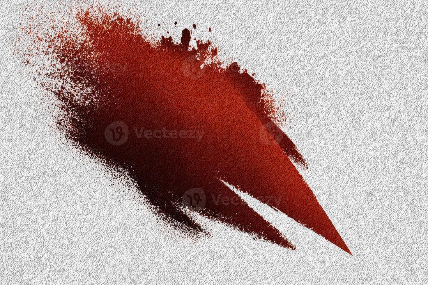 A vibrant splash of red paint contrasts against a light textured background. The design features softer edges merging into splatter patterns, creating an energetic and dynamic visual effect. photo