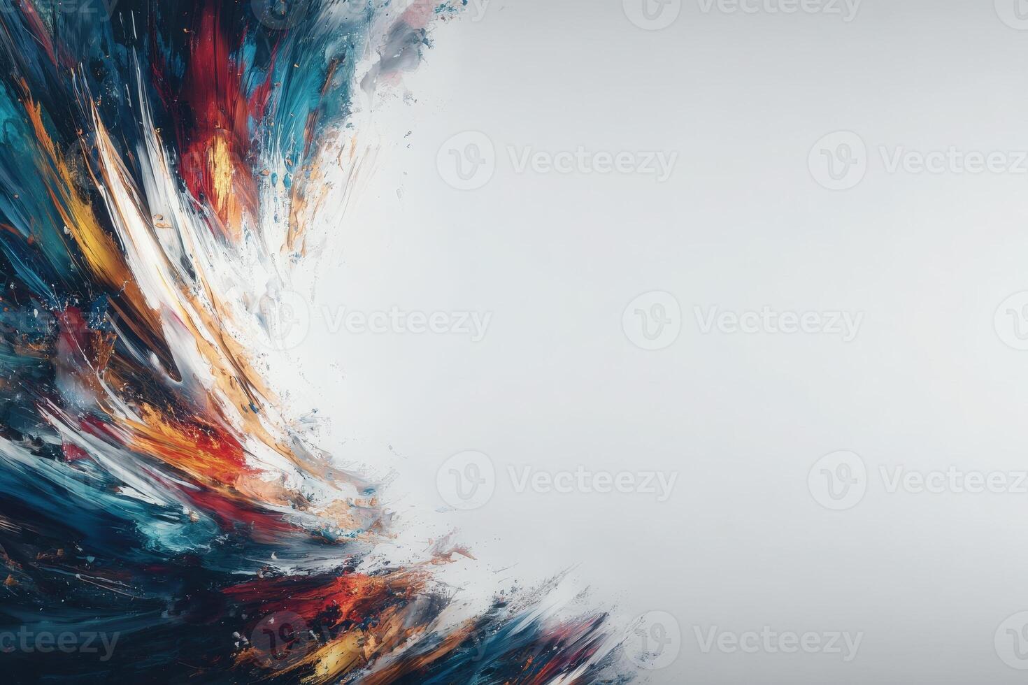 Swirling colors of blue, orange, and white blend seamlessly to create a sense of dynamic movement. The vibrant strokes suggest energy and emotion, drawing the viewer in with their intensity. photo