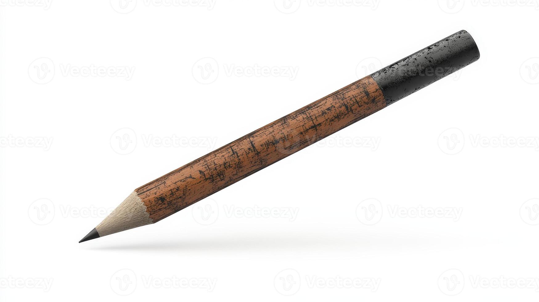 Close-up view of a unique textured wooden pencil. photo