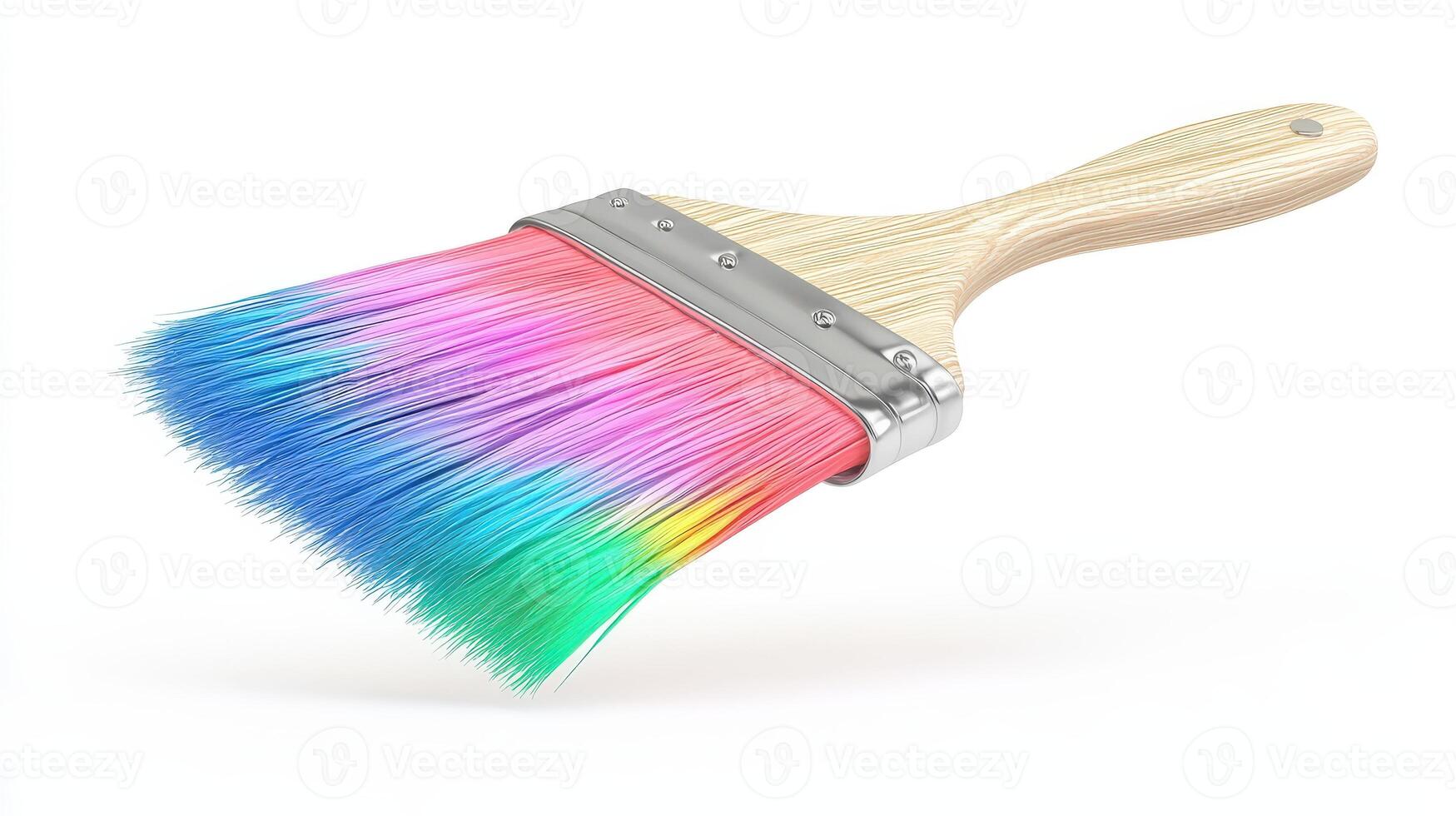 Colorful paintbrush displayed against a white background. photo