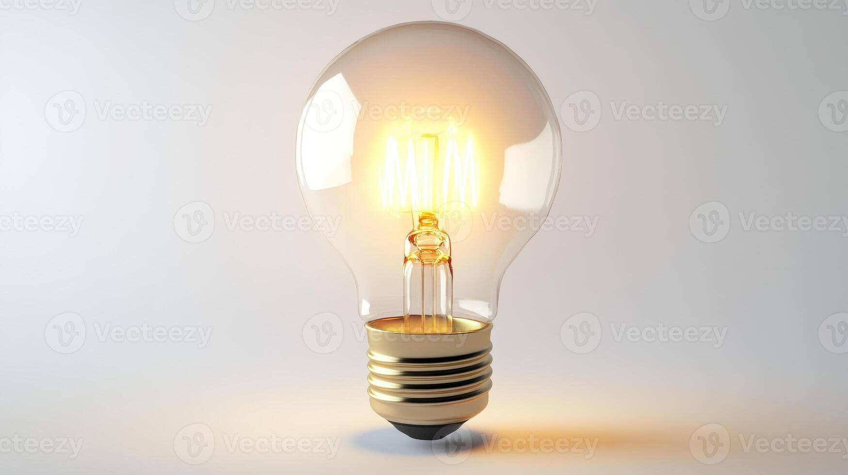 Illuminating light bulb against a plain background. photo