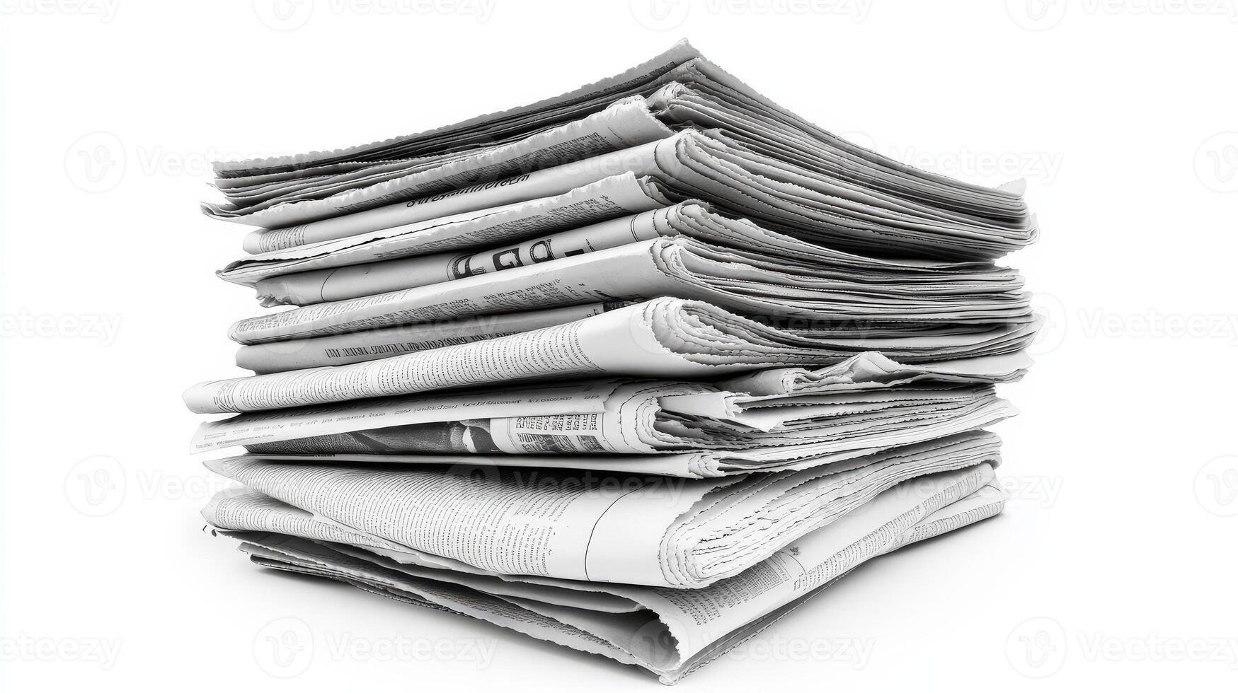 Stack of newspapers isolated on white background. photo
