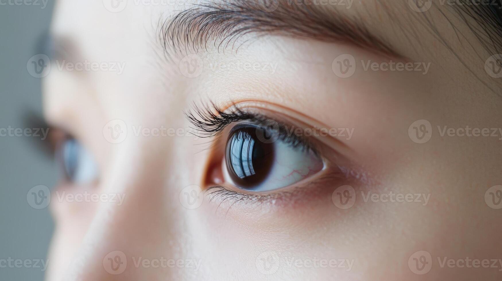 Close-up view of a person's eye and eyebrow region. photo
