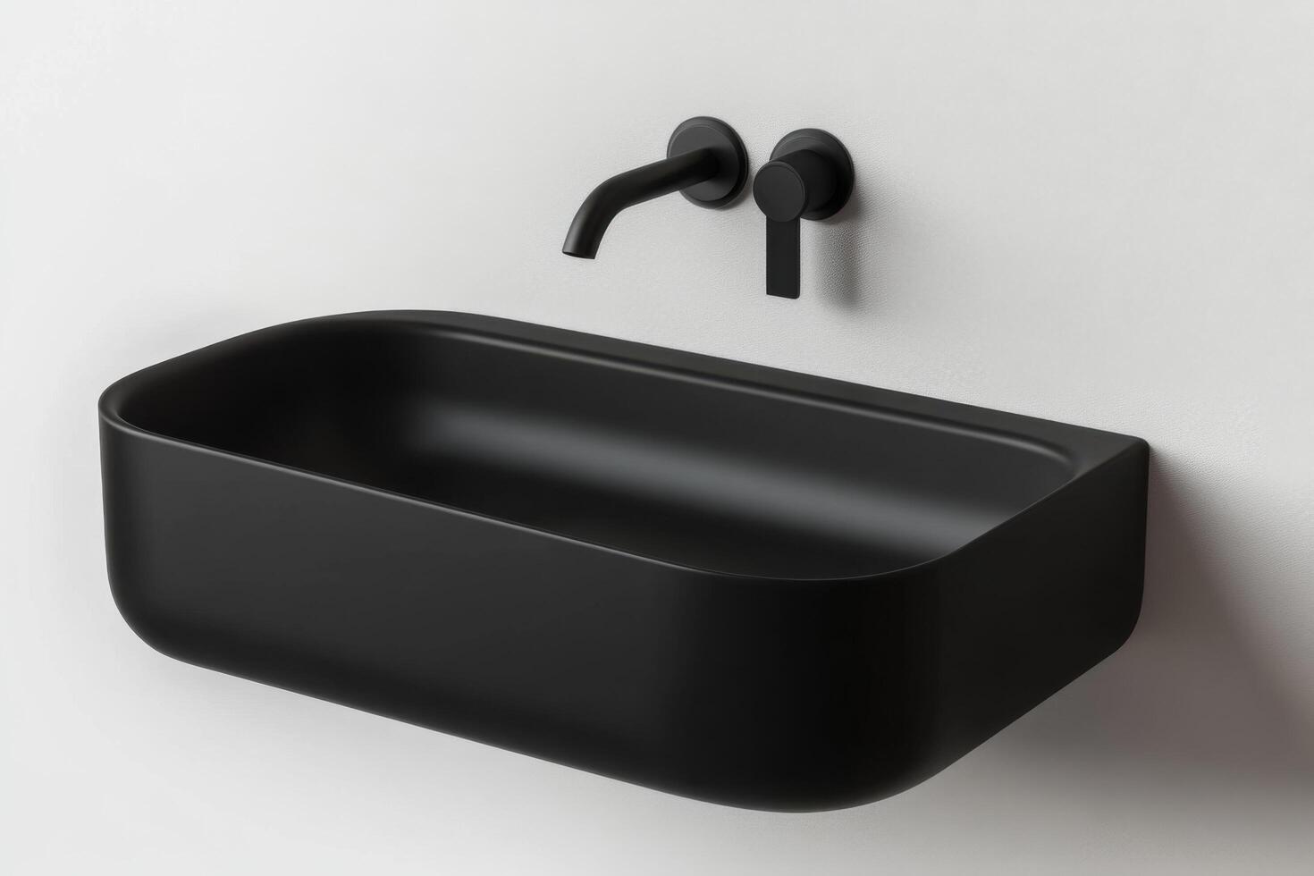 Modern Black Wall Mounted Vessel Sink with Faucet photo