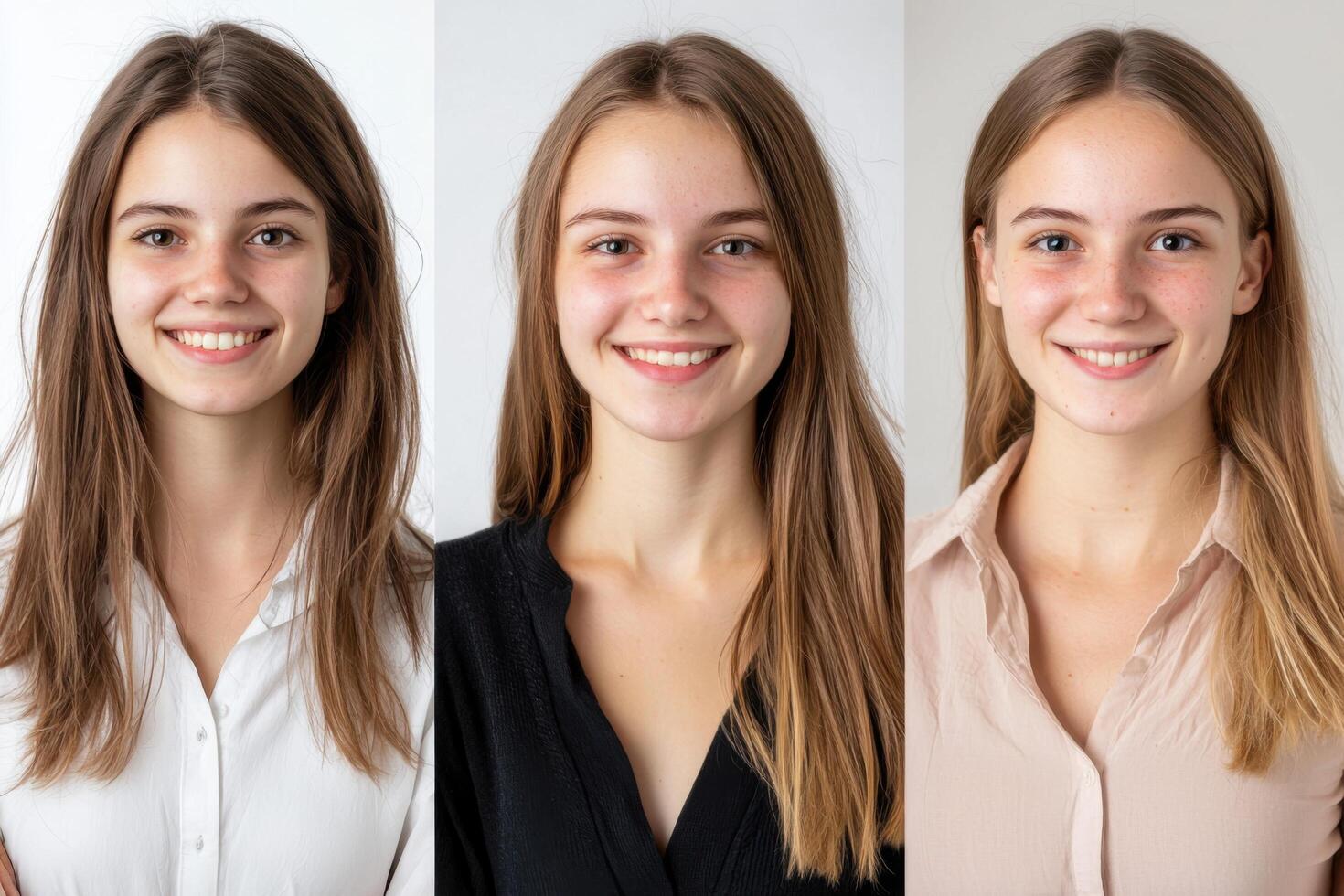 Comparison of Different Outfits on a Young Woman photo