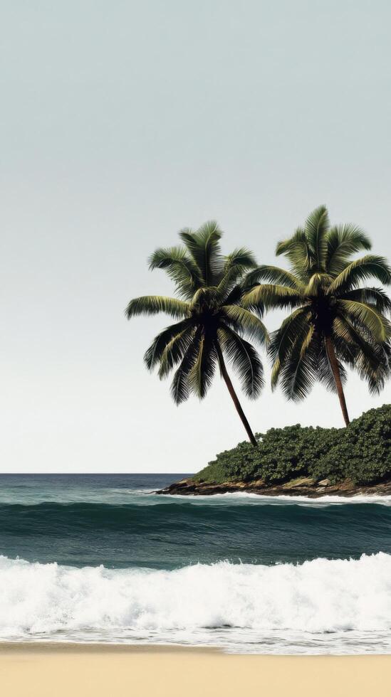 Serene Tropical Beach Palm Trees, Azure Ocean, and Soft Sand A Perfect Getaway photo