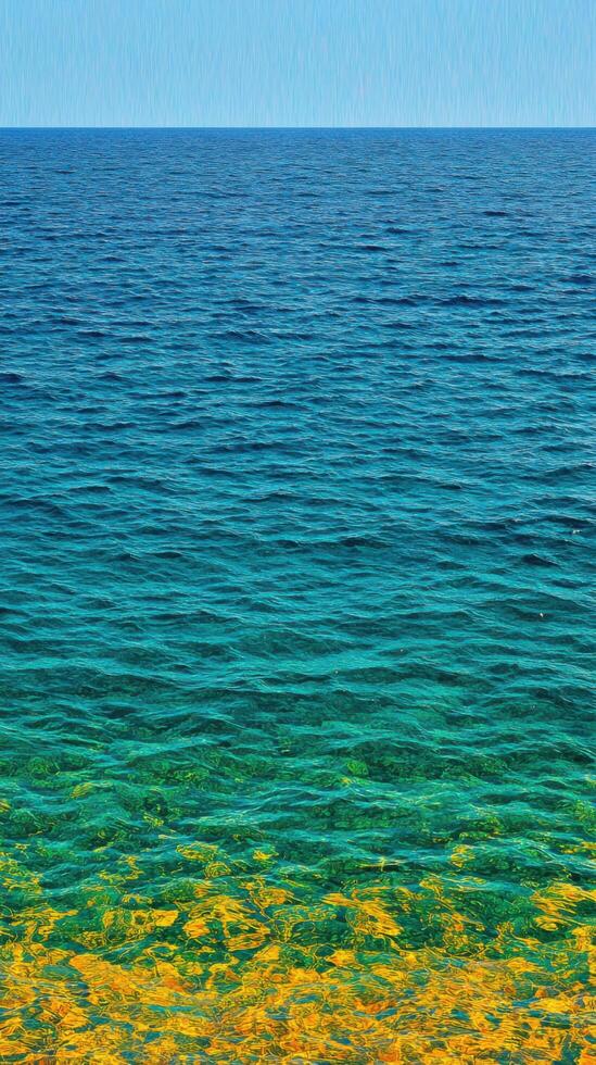 Vibrant Seascape A Stunning Abstract of Ocean Colors. Shades of blue, green, and yellow create a tranquil and serene underwater scene. Perfect for nature lovers and art enthusiasts. photo