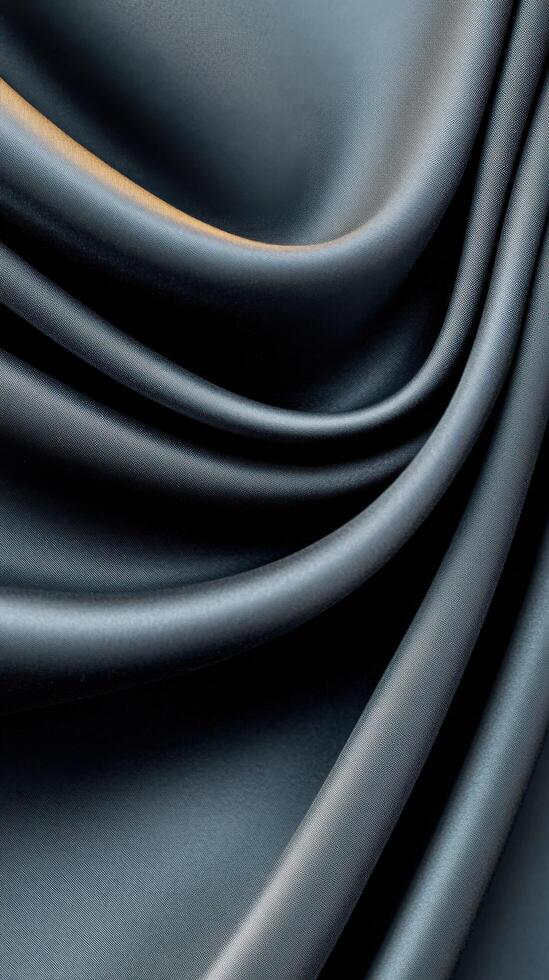 Elegant Draped Gray Fabric Texture Luxurious Silk Background. Perfect for fashion, design, and textile projects. Subtle waves and curves create a sophisticated, contemporary look. photo