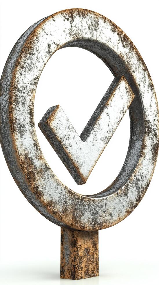 Rustic Metal Check Mark Sculpture A Striking Decorative Accent photo