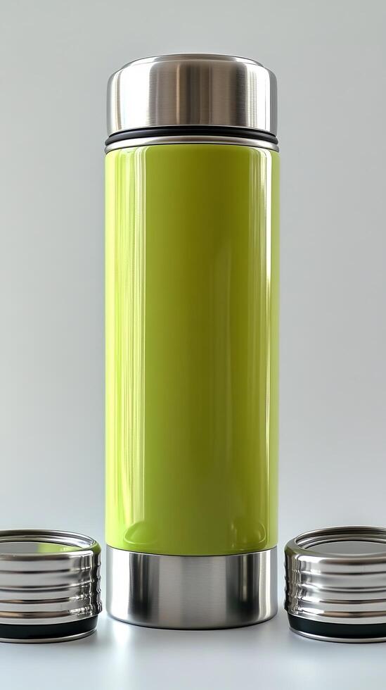 Lime Green Stainless Steel Thermal Water Bottle Perfect for On the Go Hydration photo