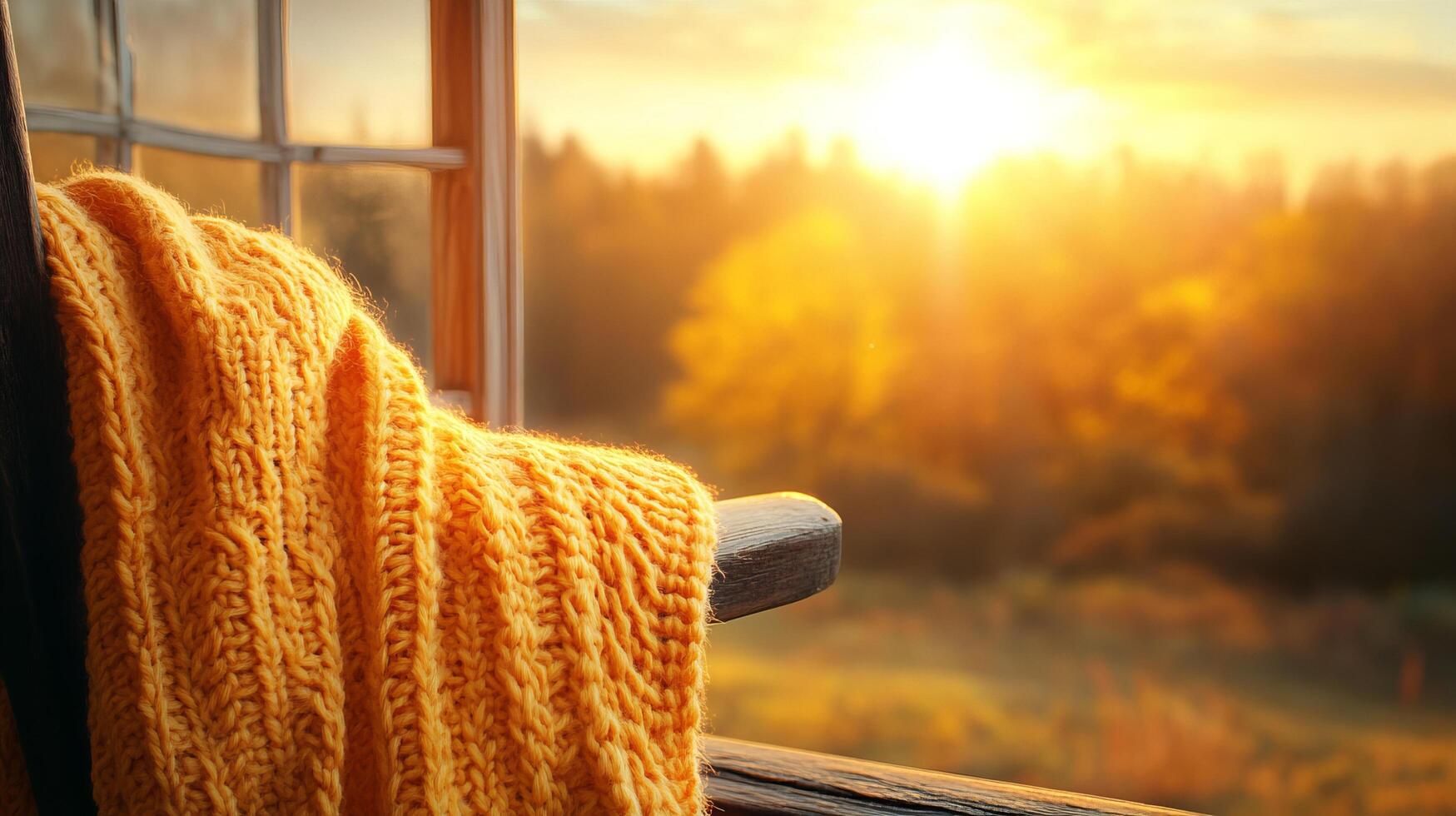 Willian cozycornerhandmadeknitblanketonarusticwoodba f b be a a e ad topaz enhance w creative digital vibrant composition modern design for stock photo