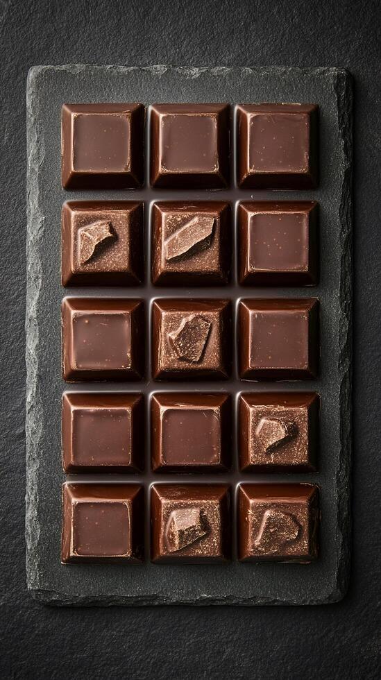 A Luxurious Dark Chocolate Bar Indulge in the Richness and Smoothness of this Exquisite Treat. Perfect for satisfying your sweet cravings and elevating your moments of pure bliss. photo