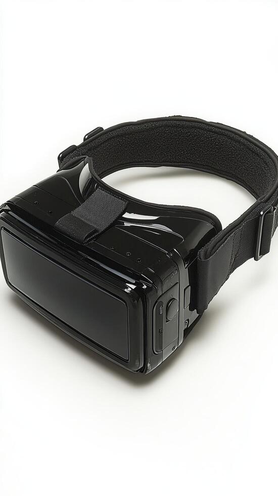 Exploring the Realm of Virtual Reality A Detailed Look at a Sleek, Black VR Headset. This cutting edge device offers an immersive photo