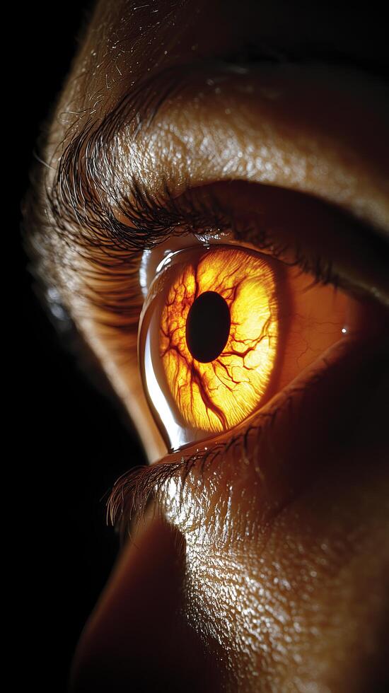 Intricate Glowing Eye A Macro Photograph Revealing the Human Eyes Inner Beauty and Complexity. This detailed image showcases the i photo