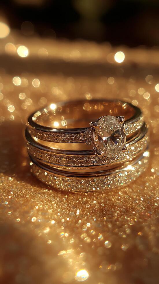 Dazzling Diamond Ring A Symbol of Love and Commitment. This exquisite piece of jewelry features a stunning oval cut diamond, set i photo