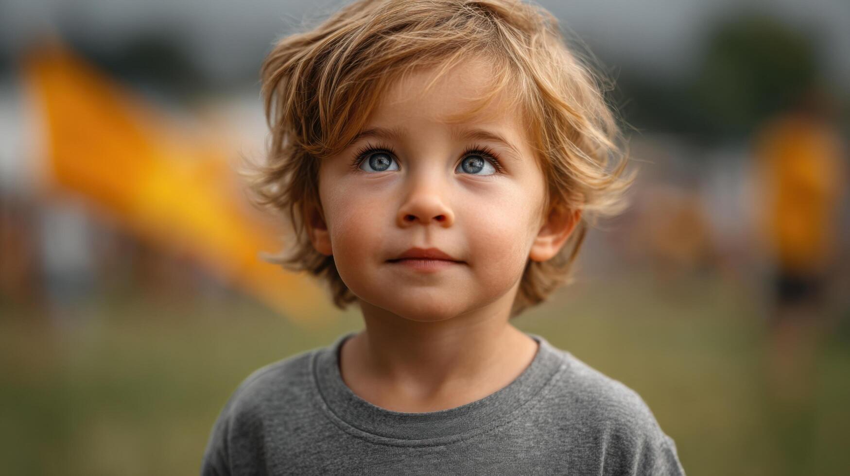 A Captivating Portrait of a Toddler Boy Innocence and Joy Embodied in a Single Frame. This heartwarming image captures the pure es photo