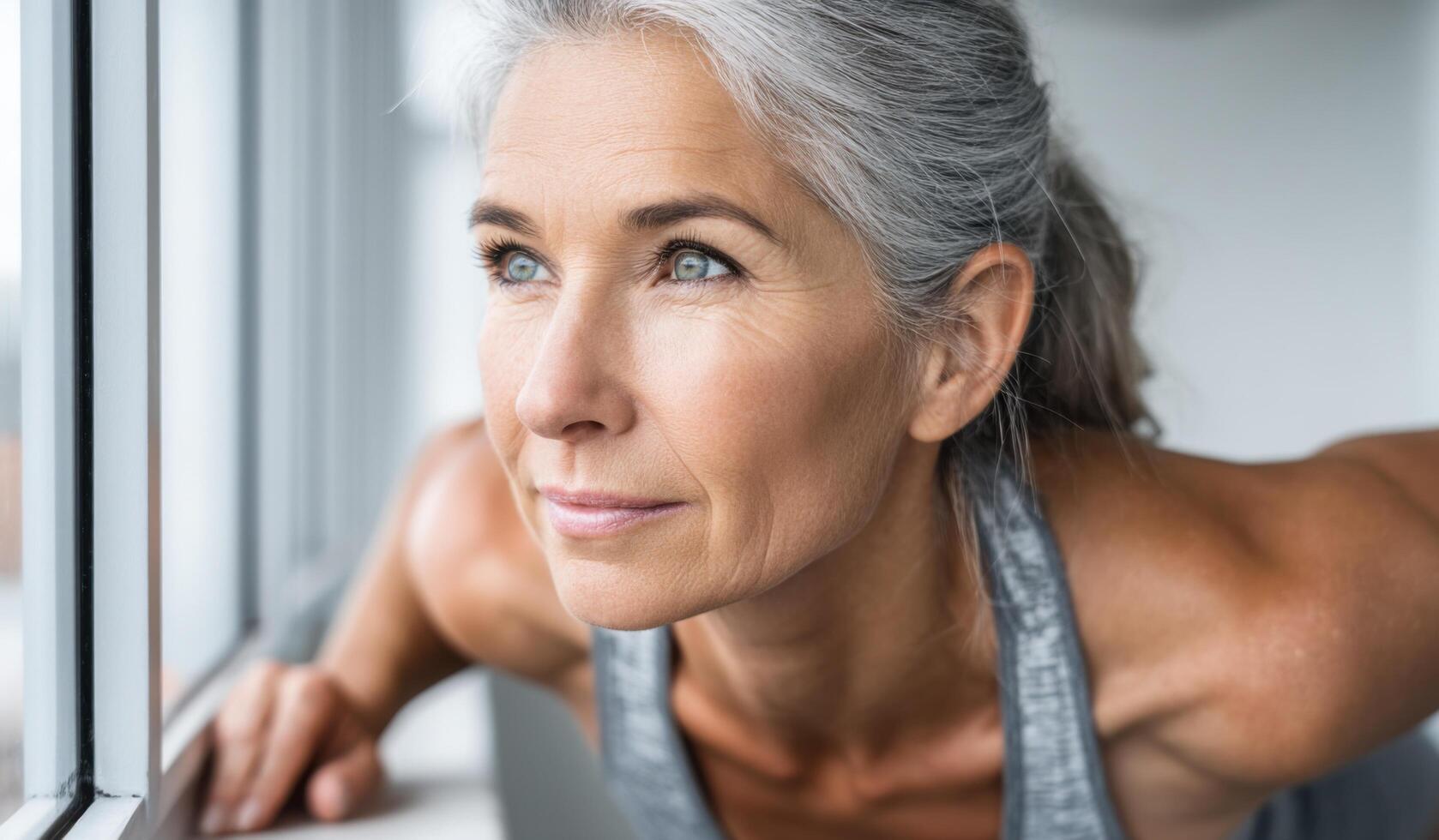 A Portrait of a Determined Senior Woman Exercising, Displaying Strength, Health, and an Active Lifestyle. This image embodies well photo